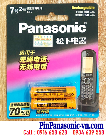 Panasonic BK-4LDAW/2B; Pin sạc AAA650mAh 1.2v Panasonic BK-4LDAW/2B (Pin điện thoại bàn HHR55AAA) _Vỉ 2viên